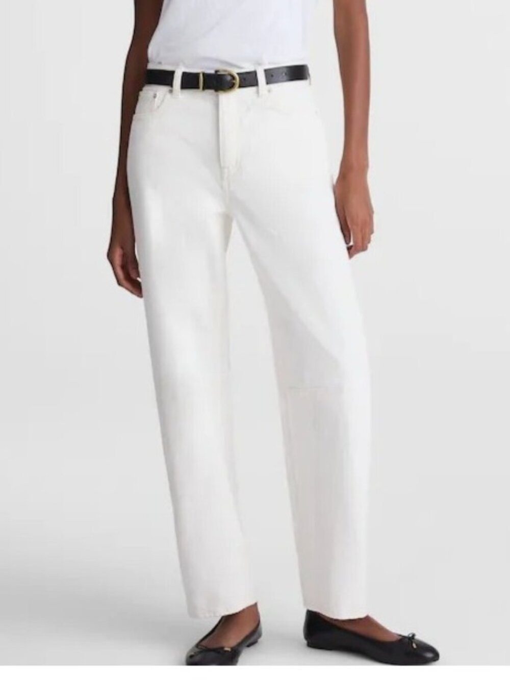 Madewell Darted Barrel-Leg Jean Sz 29 Low-Slung Button-Fly Rigid Cream Ankle